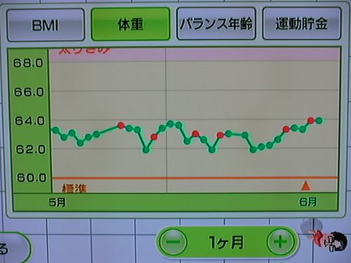 Wii Fit as of Jun 19, the 171st day (weight)