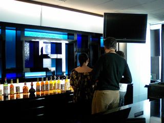 Mena, Andrew and Scott very interested in the bar at the press conference venue