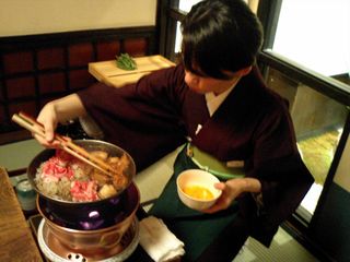 Serving Sukiyaki
