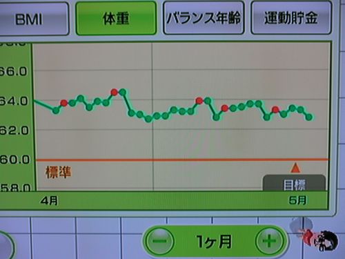 Wii Fit as of May 19, the 140th day (weight)